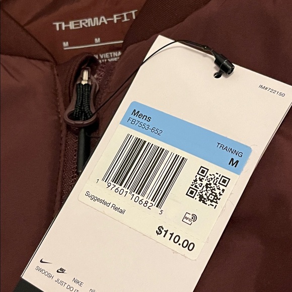 Nike Therma-Fit Vest Mens M Unlimited full zip Burgundy Red FB7553 NWT $110 - Picture 2 of 11